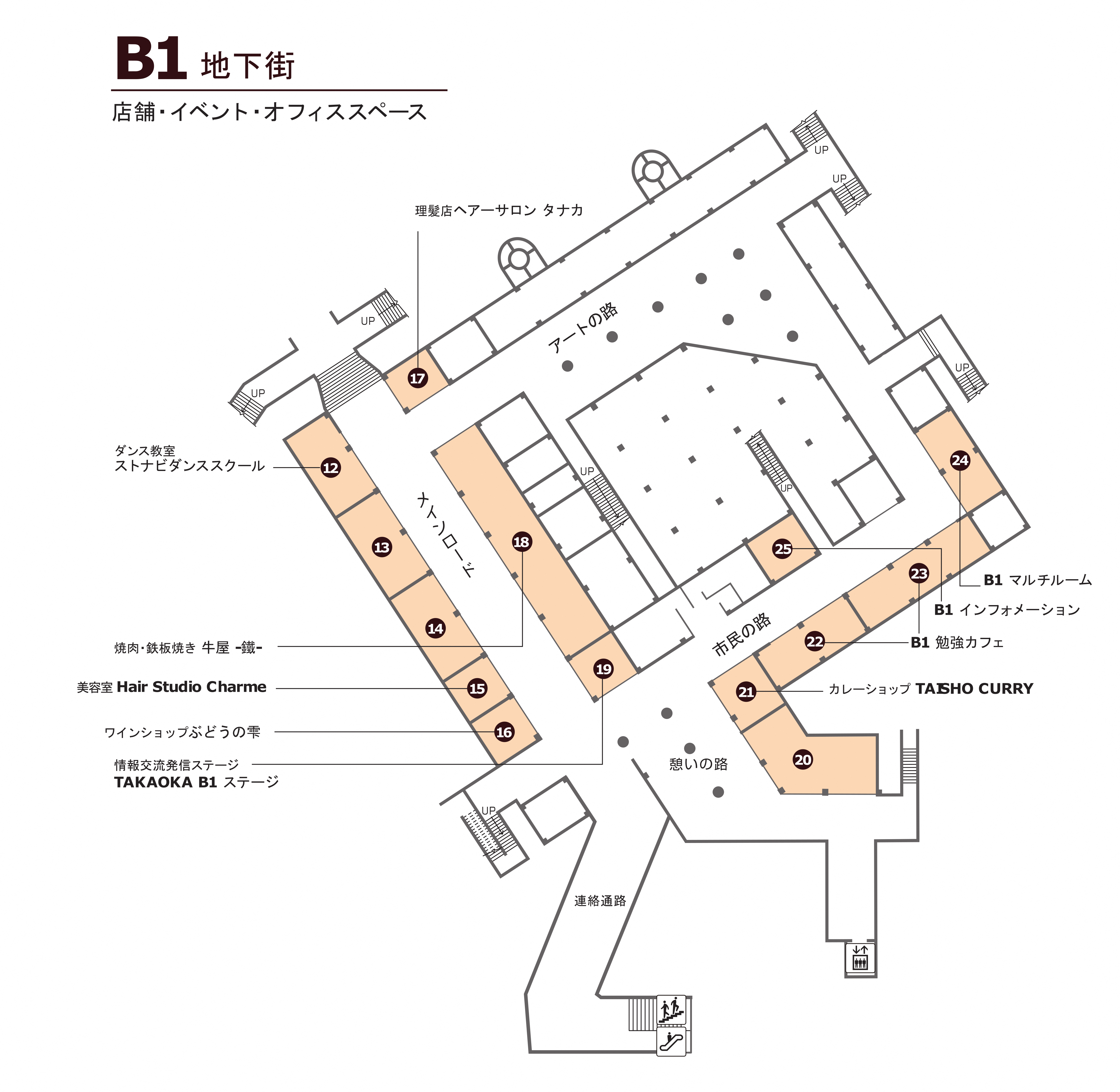 高岡駅前地下街案内図