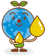 水滴のような油を持った地球をイメージしたキャラクターのイラスト