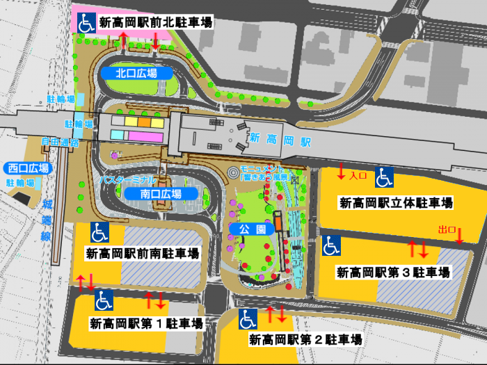 駐車場の位置についての地図