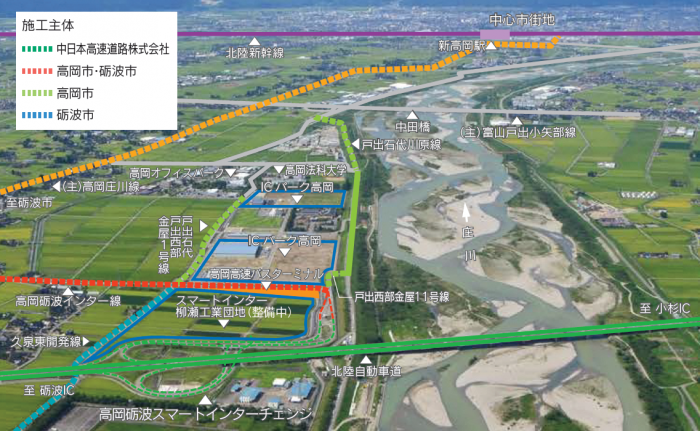 アクセス道路の施工主体の説明地図