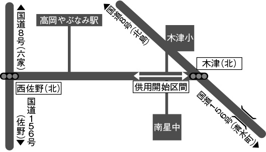 木津佐野線の道路地図