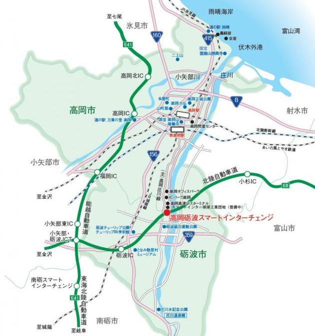 北陸自動車道高岡砺波スマートインターチェンジの地図