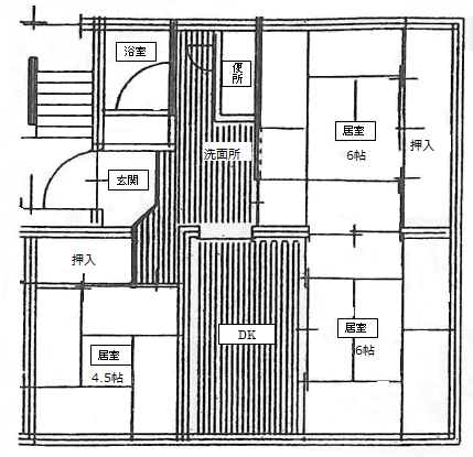 3DKの住宅間取り図3DKの住宅間取り図 詳細は以下
