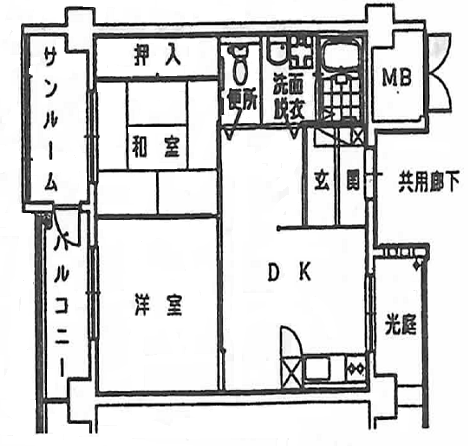 2DKの住宅間取り図2DKの住宅間取り図 詳細は以下