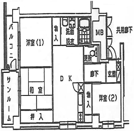3DKの住宅間取り図2 詳細は以下