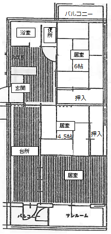 3Kの住宅間取り図3Kの住宅間取り図 詳細は以下