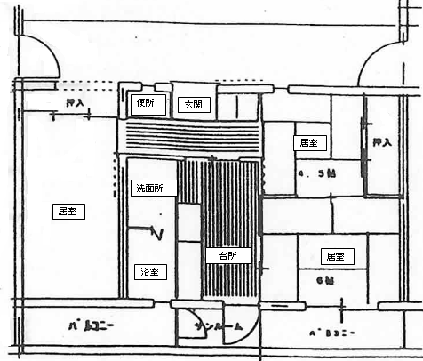 3K中の住宅間取り図 詳細は以下