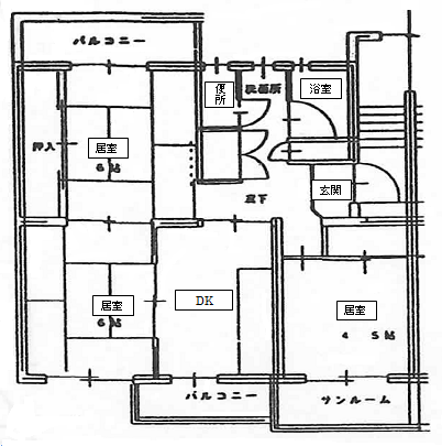 3DKの住宅間取り図 詳細は以下