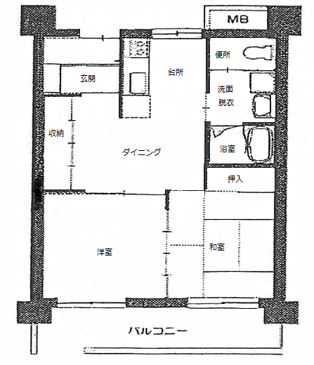 2DK(5号棟)の住宅間取り図 詳細は以下
