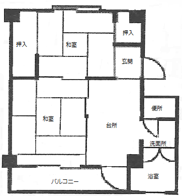 2Kの住宅間取り図 詳細は以下