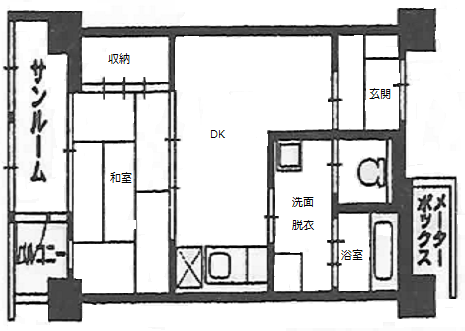 1DKの住宅間取り図 詳細は以下