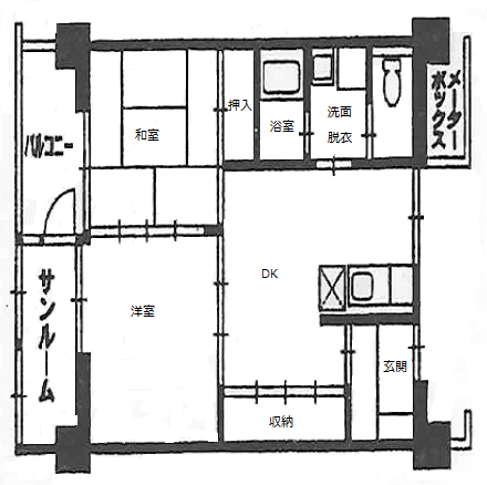 2DKの住宅間取り図 詳細は以下