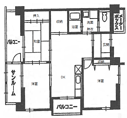 3DKの住宅間取り図 詳細は以下