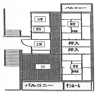 2DK(A棟、B棟、D棟)の住宅間取り図 詳細は以下