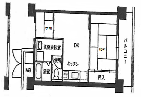 1DKの住宅間取り図 詳細は以下