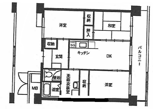3DKの住宅間取り図 詳細は以下