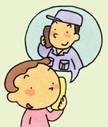 男性が水道局員に電話をかけているイラスト