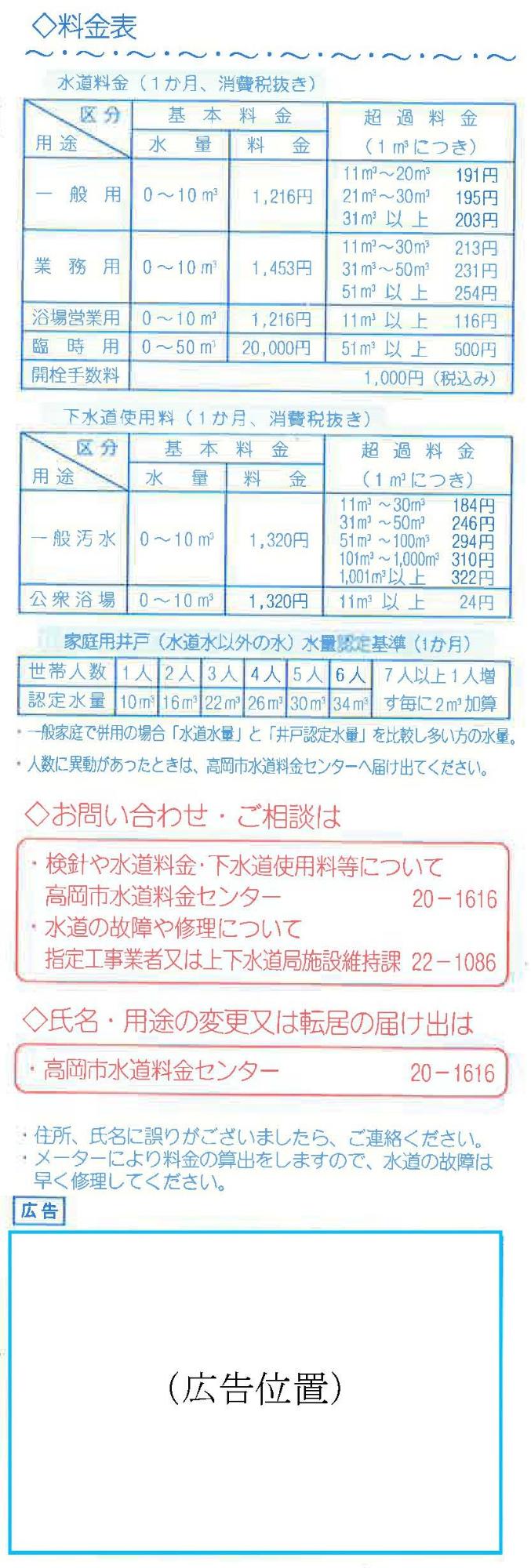 検針票の広告欄の写真 詳細は以下