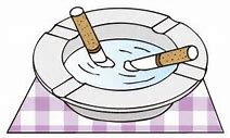 水の入った灰皿に2本のタバコが掛けられているイラスト