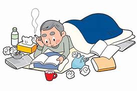 寝タバコしている男性の吸い殻から灰がティッシュに落ちているイラスト