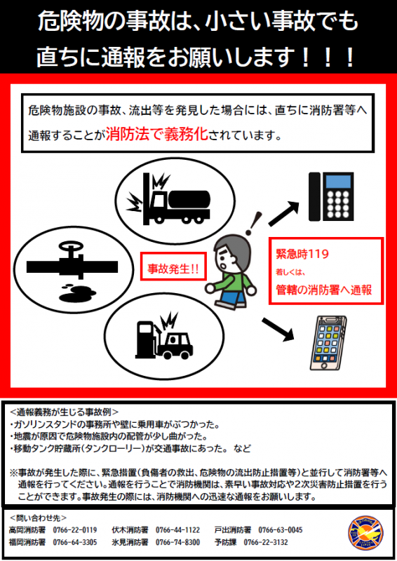 危険物による事故の注意喚起のポスター