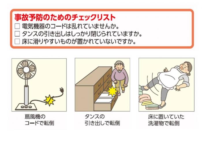 事故予防のためのチェックリストと図解で説明しているイラスト 詳細は以下