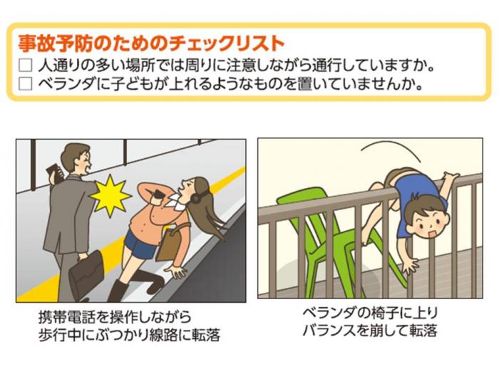 事故予防のためのチェックリストと図解で説明しているイラスト 詳細は以下