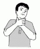 自分の首を絞めている男性のイラスト
