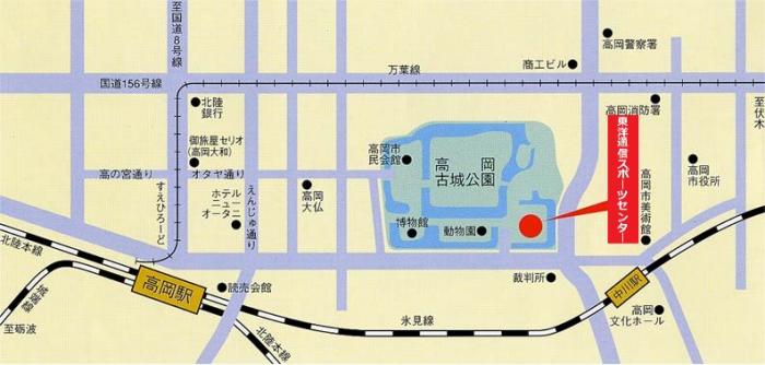 東洋通信スポーツセンターを示した地図