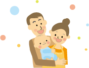赤ちゃんを抱く夫婦のイメージイラスト