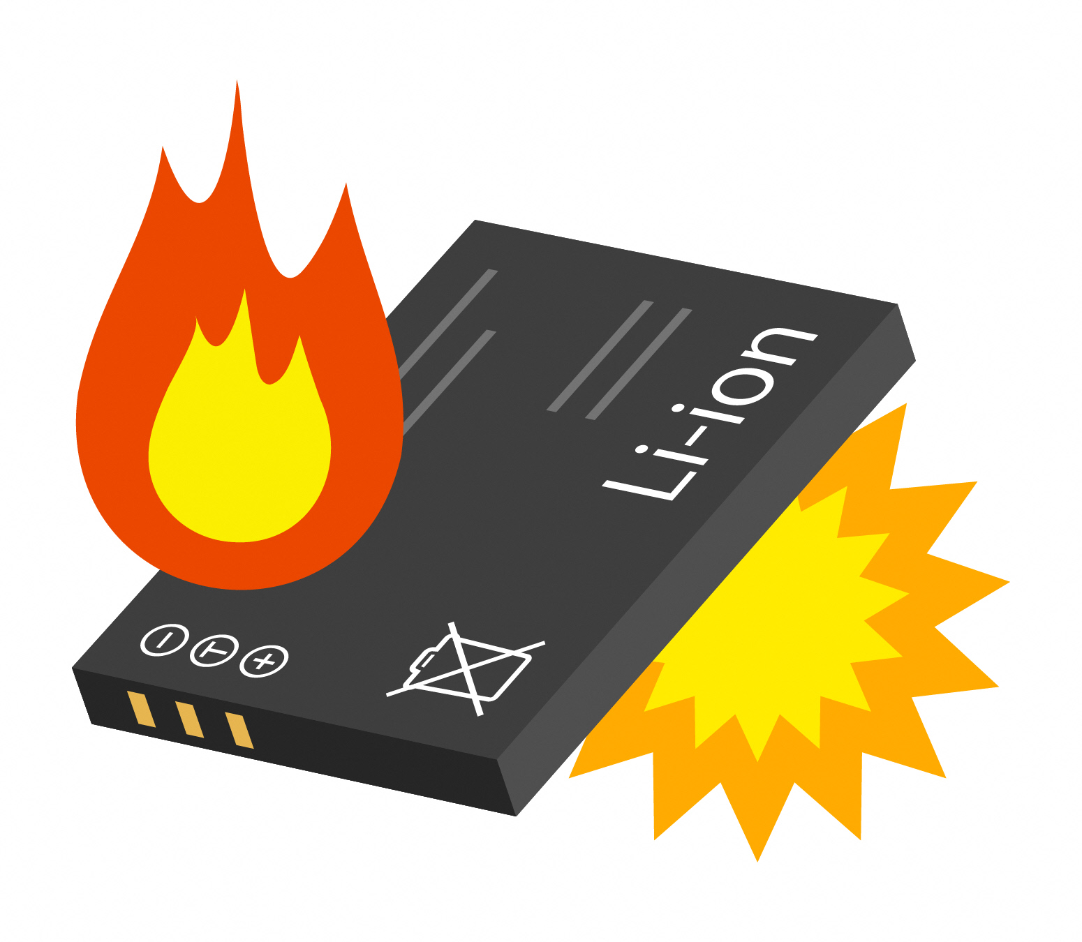 リチウムイオン電池発火イラスト