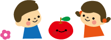 子どもとりんごの絵