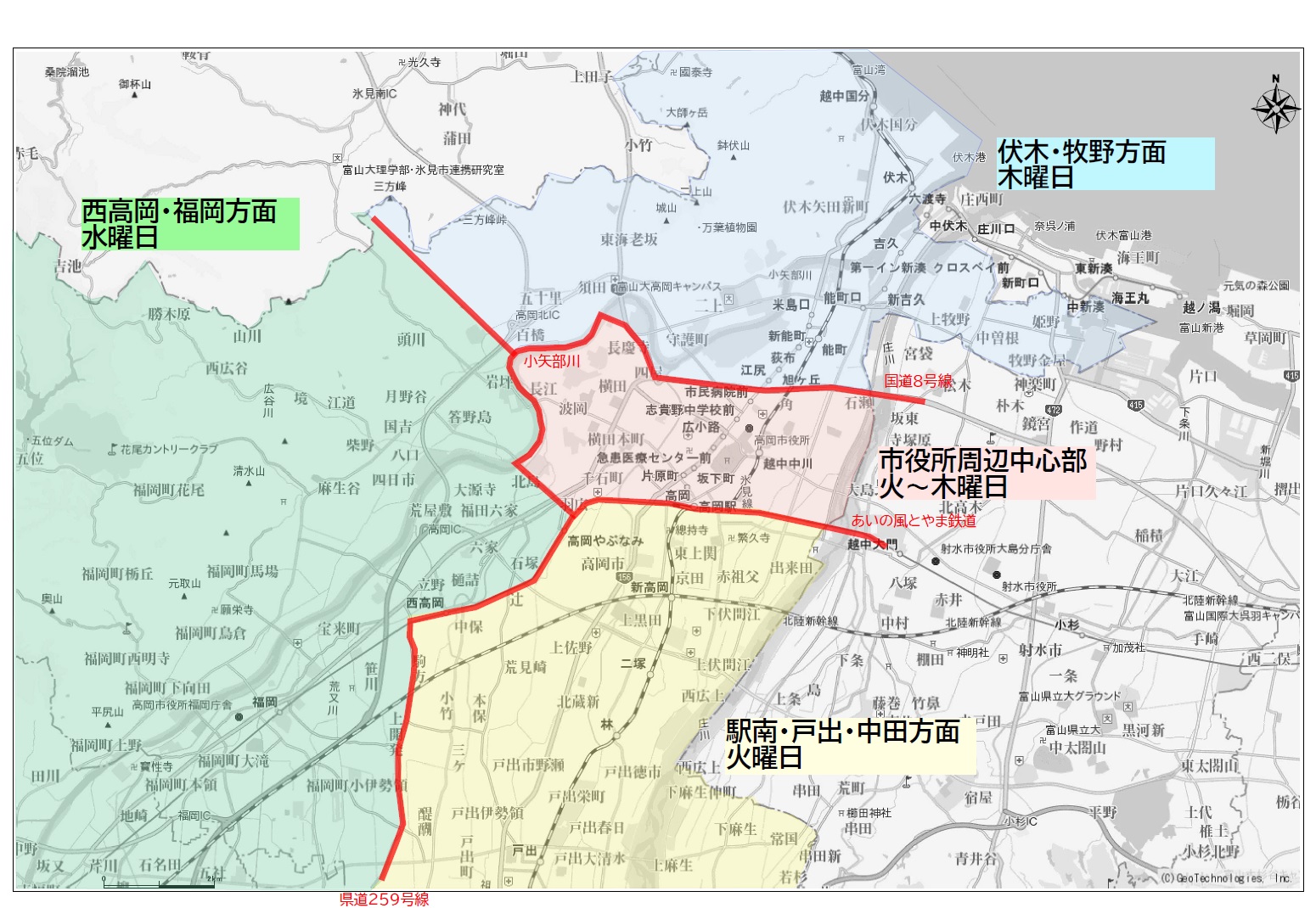 完了検査曜日区域図