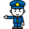 警察官が向かって左側を右手で指をさしているイラスト