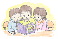 絵本を読む子供のイラスト